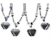 Cat's Eye Opal Hematite Stone Heart Pendant Beads Chain Choker Fashion Women Necklace